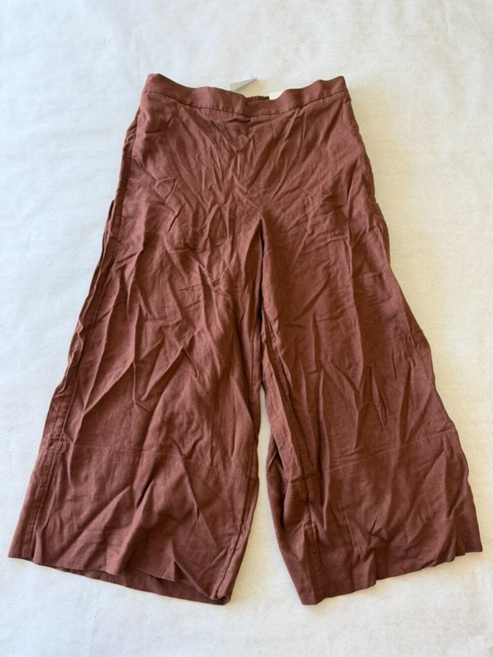 Banana Republic Factory Wide-Leg High-Rise Linen-Blend Cropped Pull-On Pants M